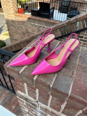 Truffle Collection, Women's Hot Pink Patent Slingback Pumps, NWOT